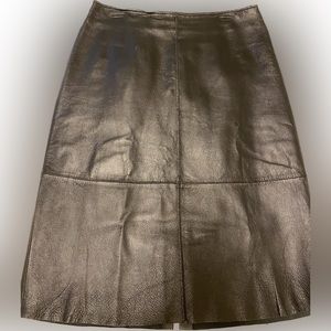 CLIO Black leather vintage midi pencil skirt